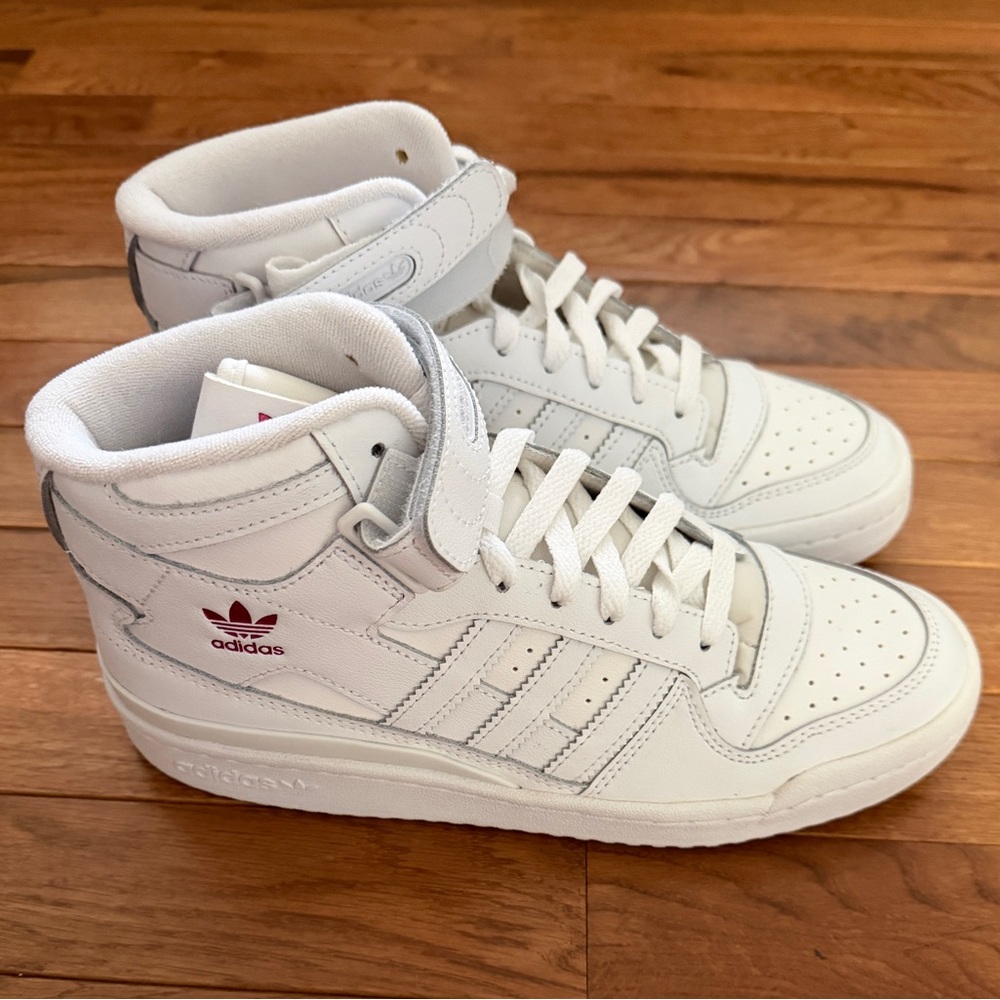Adidas White and Red High-Top Sneakers